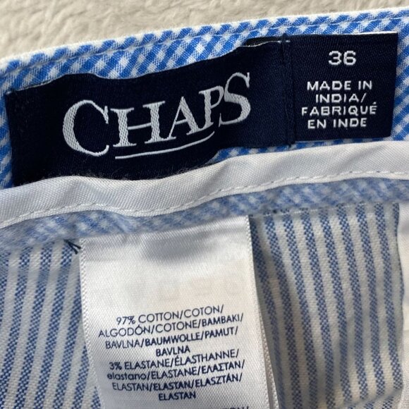 Chaps Men's Shorts Size 36 Blue & White Striped Cotton Blend - Picture 3 of 11